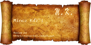 Mincz Kál névjegykártya